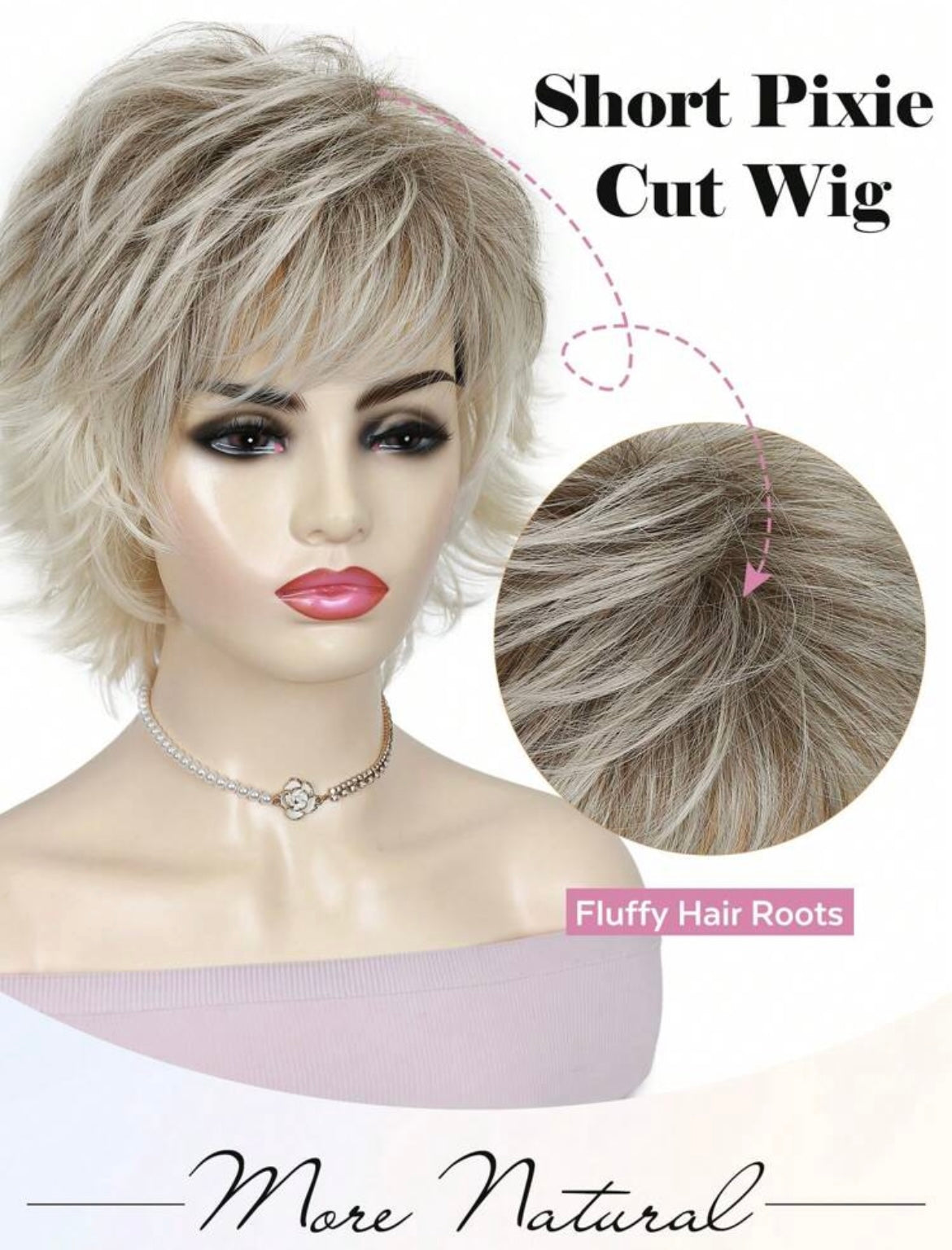 Short Curly Wavy Silver Grey Synthetic Wigs For Women Short With Bangs Heat Resistant Synthetic Wigs