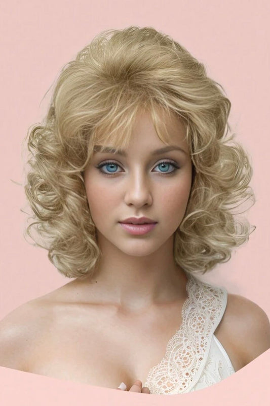 Synthetic Wig Blonde Bangs Short Curly Hair Suitable For Everyday Festival Wear