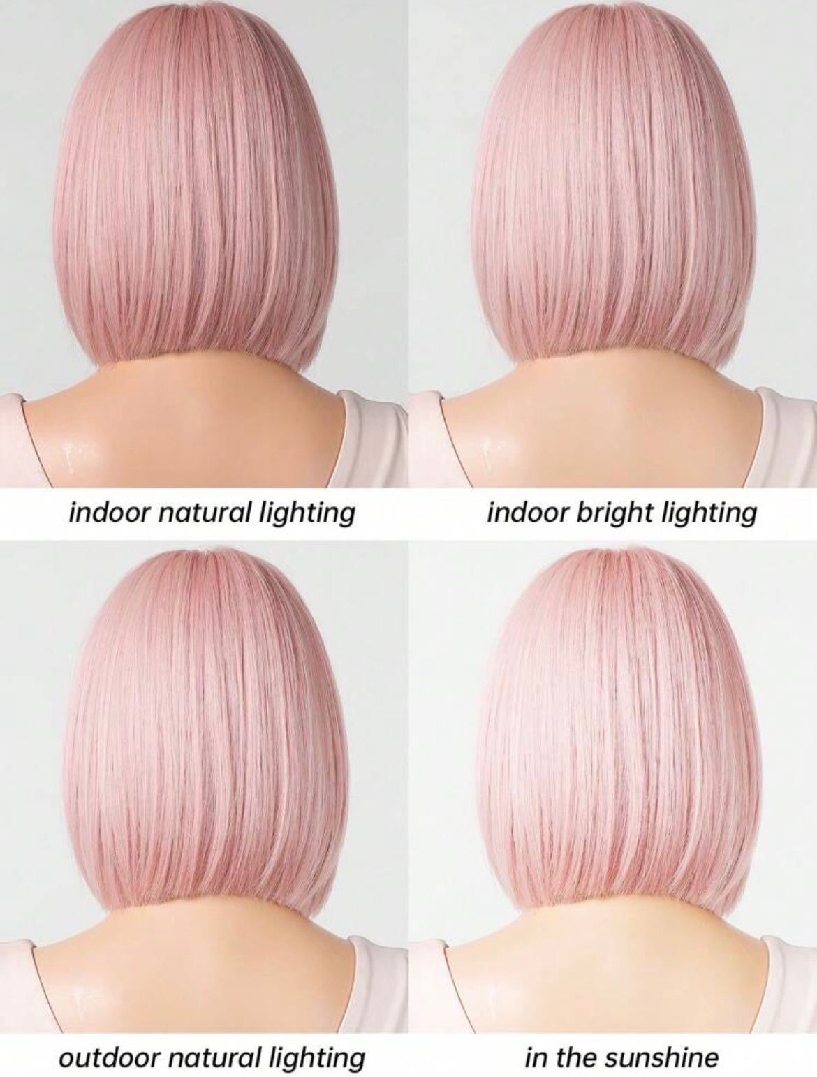 Short Pink Wigs For Women Straight Pink Wigs With Bangs Synthetic Pink Bob Wig Cosplay Colored Wigs Halloween - Labelle Boutique Hair