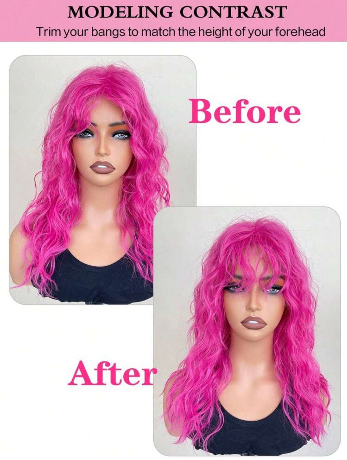 Pink Wig Natural Messy Medium Curly Hair High-Quality Synthetic Wig - Labelle Boutique Hair