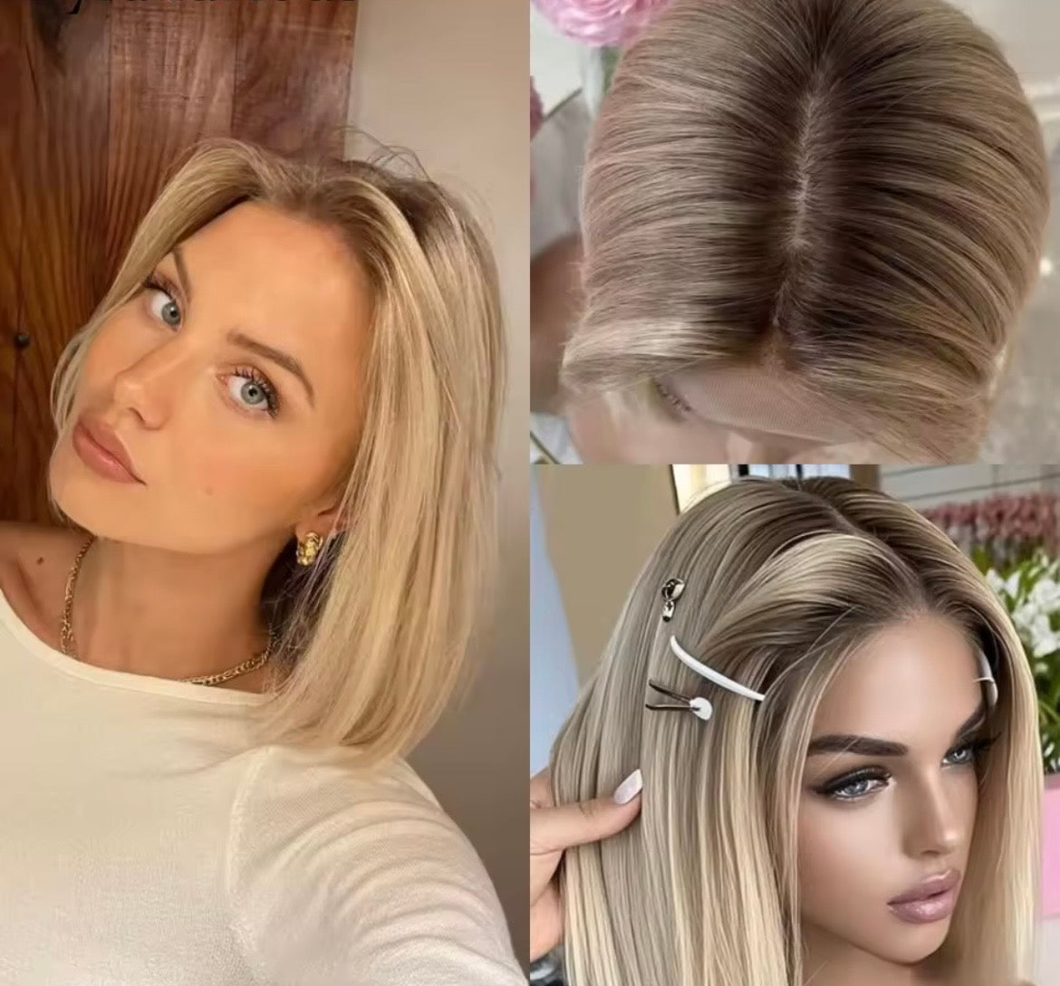 Soft Ombre Blond Straight Hair 150 density and 13×4 100%human hair wig lace front wig