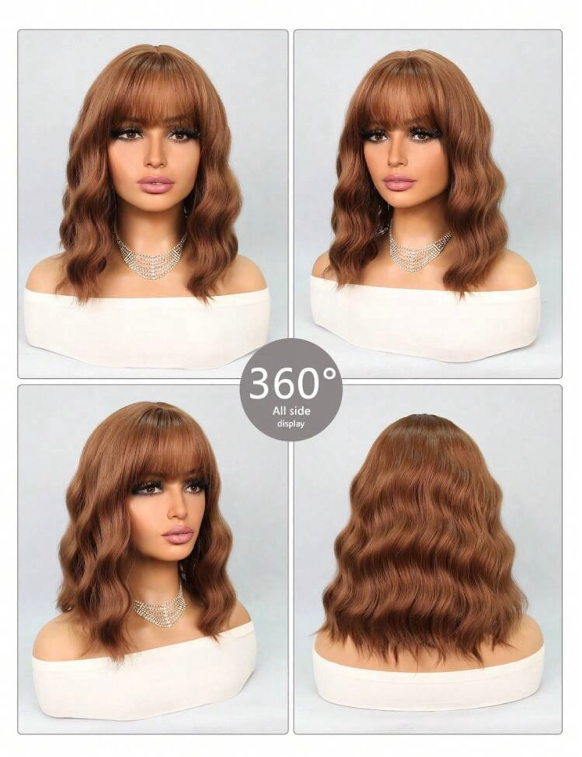 Synthetic Heat Resistant Wigs Short Wave Curly Full Machine Made Daily Party Use For Women Natural Looking