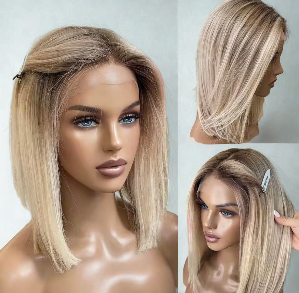 Soft Ombre Blond Straight Hair 150 density and 13×4 100%human hair wig lace front wig