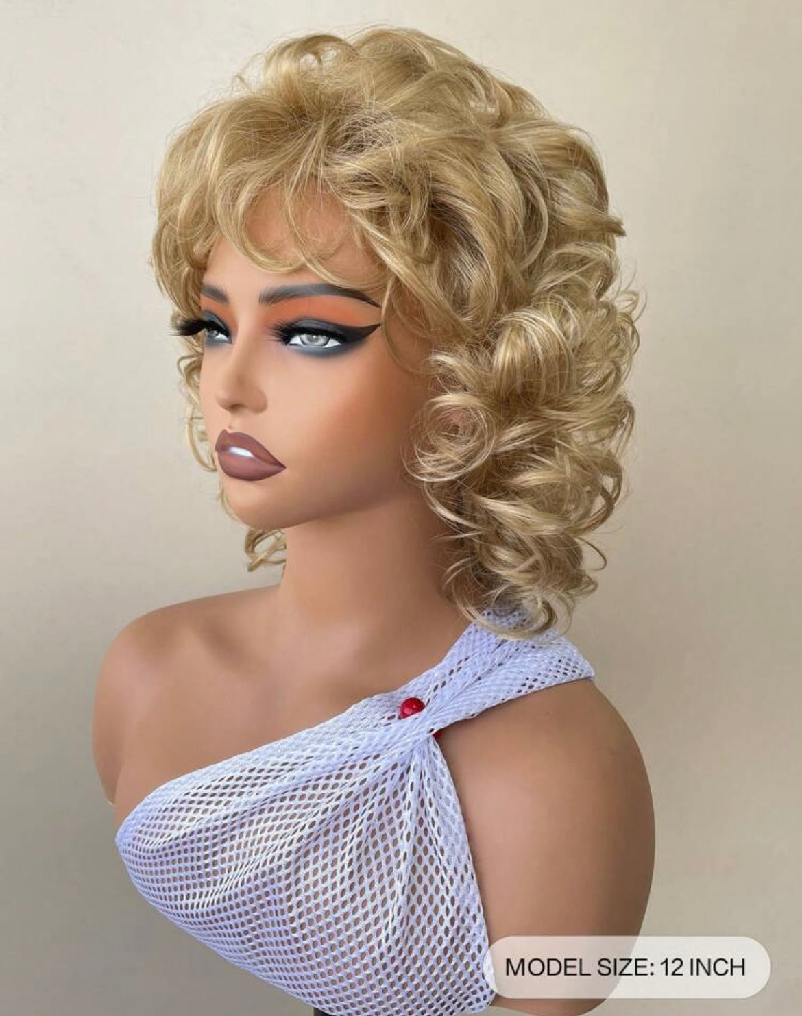 Synthetic Wig Blonde Bangs Short Curly Hair Suitable For Everyday Festival Wear