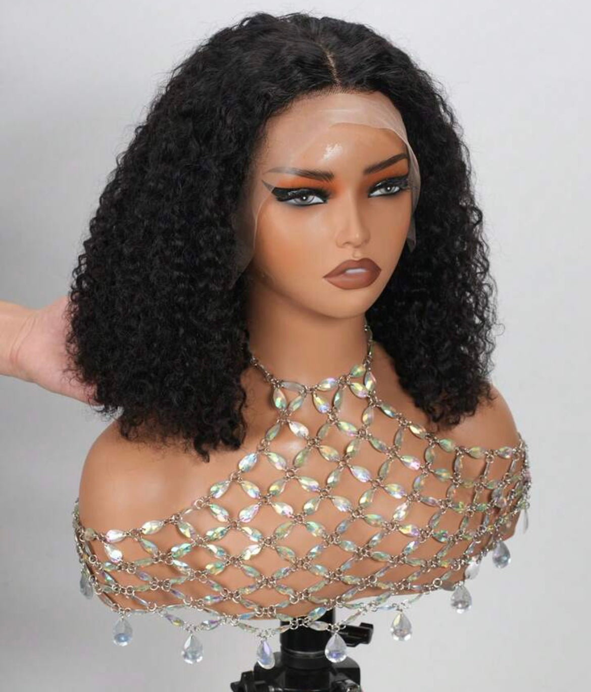 Full Lace Bob Curl Short Natural Curls with Deep Side Part