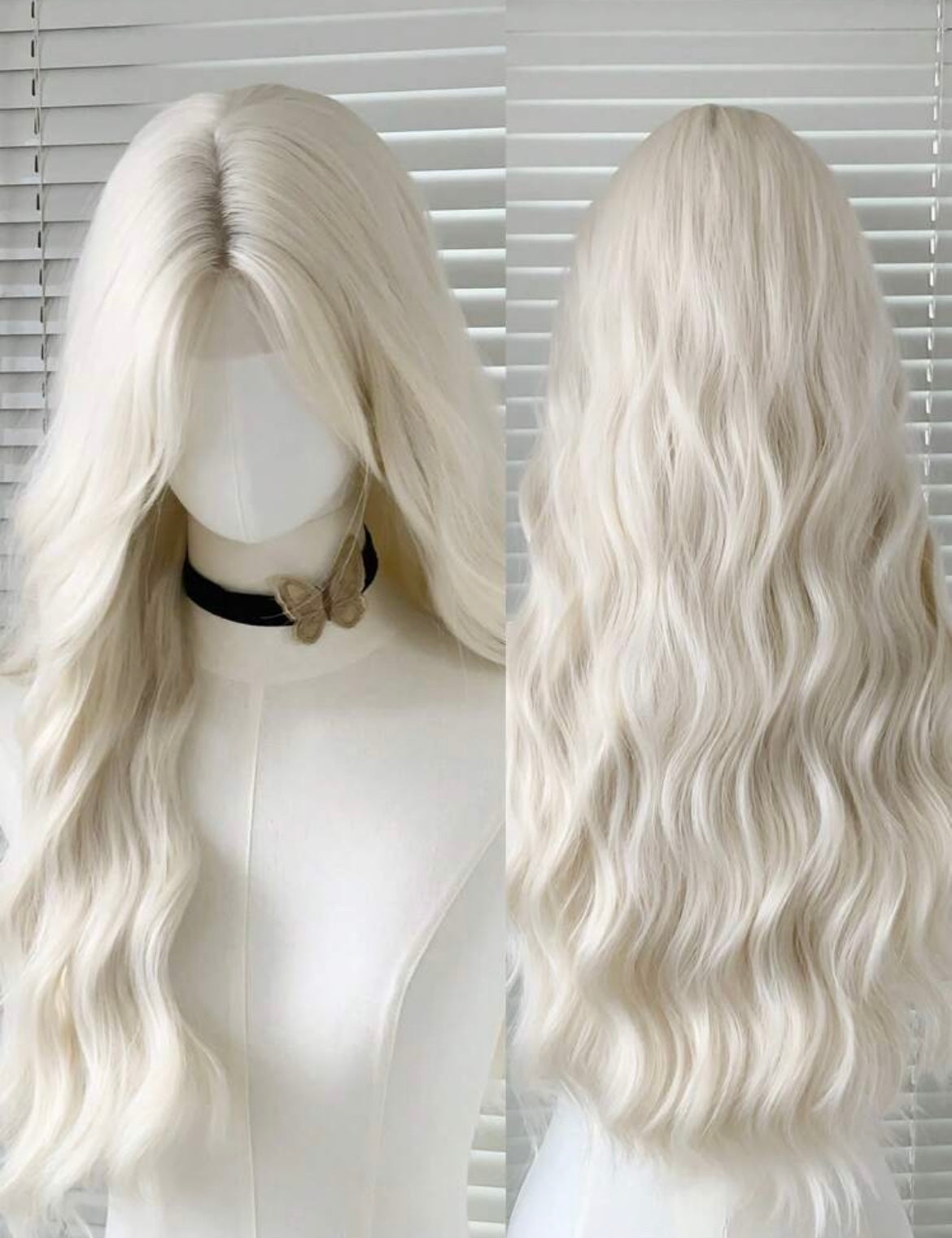 Long Blonde Wig with Natural Waves – Platinum Blonde Lace Front Wig for Women, Heat Resistant Cosplay & Fashion Hair