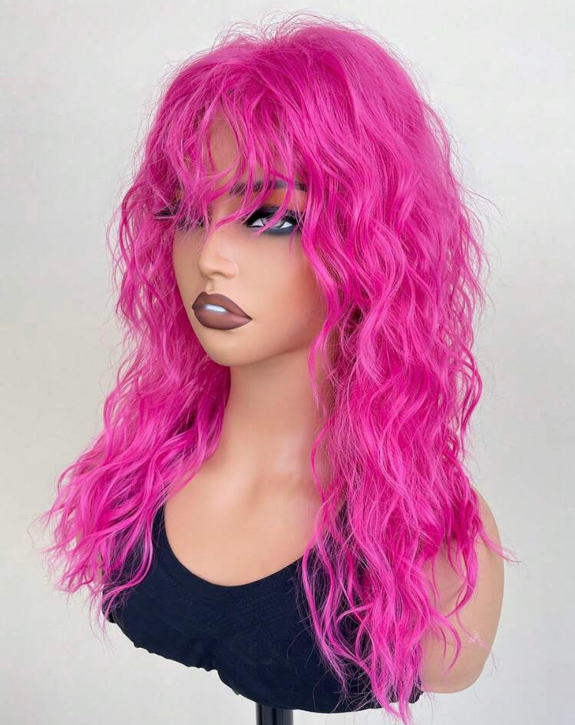 Pink Wig Natural Messy Medium Curly Hair High-Quality Synthetic Wig - Labelle Boutique Hair