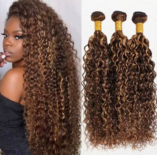 Curly Human Hair Weave Bundles Kinky Curly Honey Blonde Bundles Brazilian Raw Hair Bundles 100% Human Hair