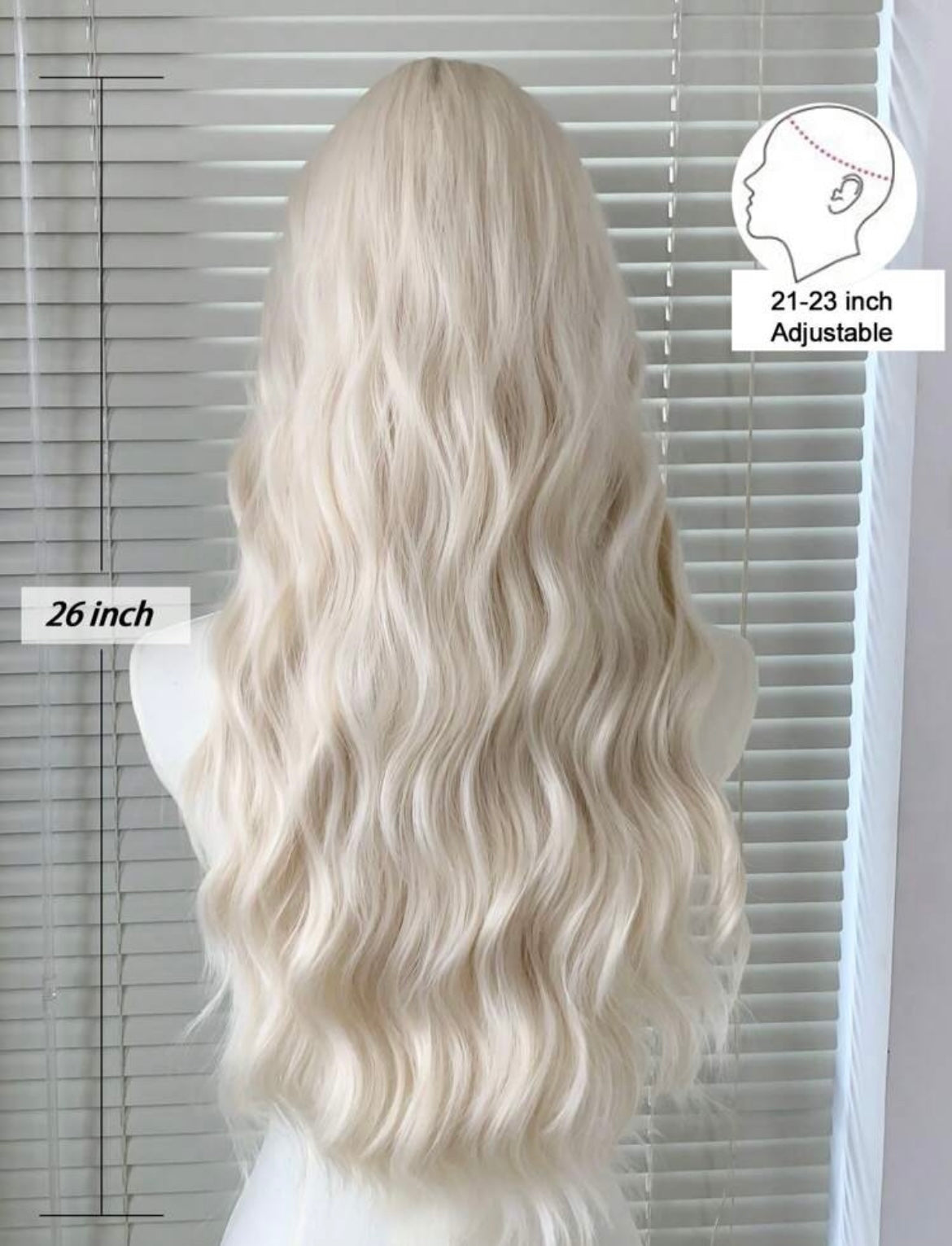 Long Blonde Wig with Natural Waves – Platinum Blonde Lace Front Wig for Women, Heat Resistant Cosplay & Fashion Hair