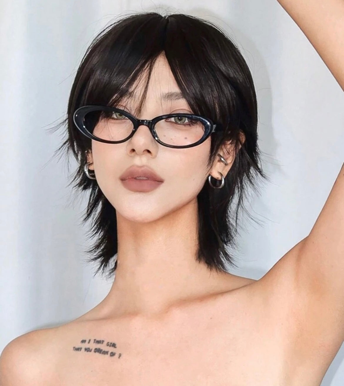 Short Mullet Head Wigs With Bangs Synthetic Straight Hair Wig For Daily Party Cosplay Wigs