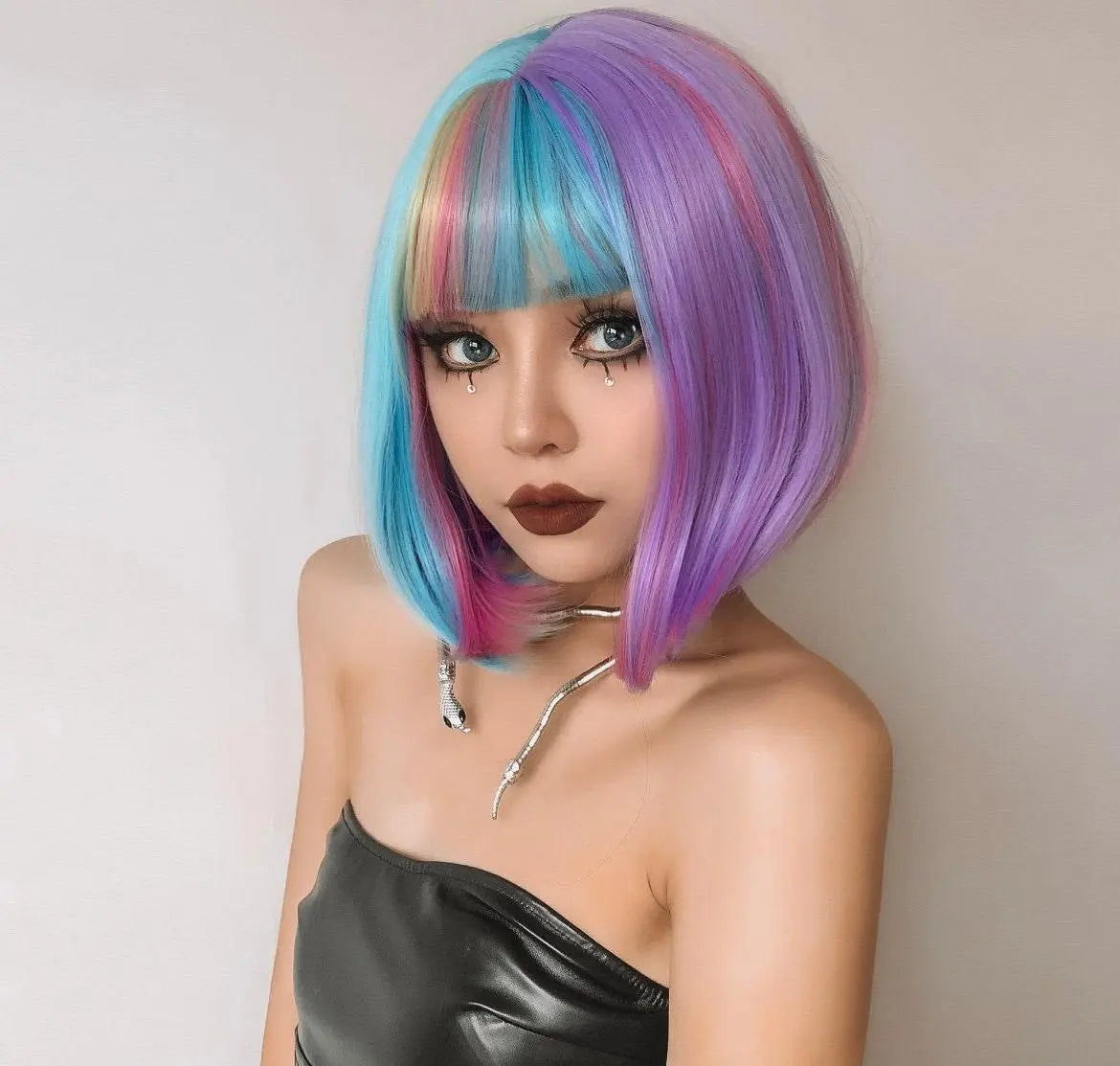 Short Straight Multi Color Bob Wig For Cosplay And Party - Labelle Boutique Hair