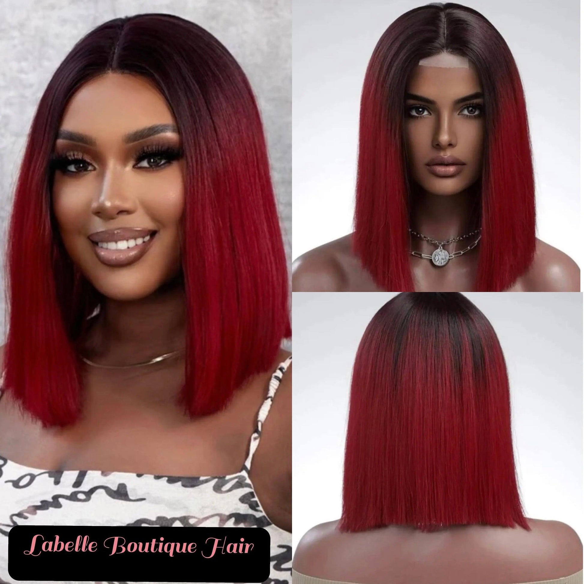 Short Lace Front Wig Bob Straight Synthetic Lace Front Wigs - Labelle Boutique Hair