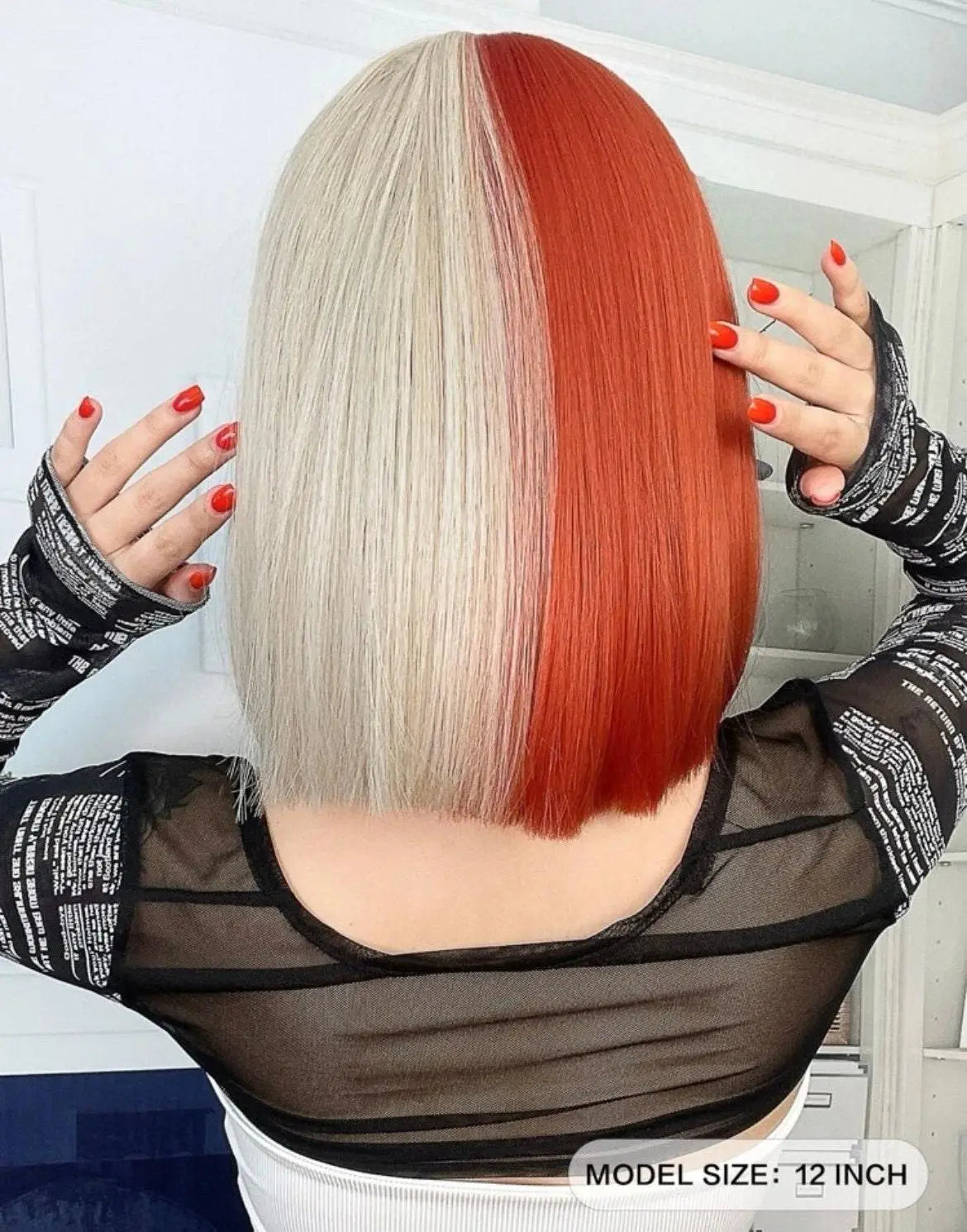 Two Tone Bob Short Straight Synthetic Wig With Bangs - Labelle Boutique Hair