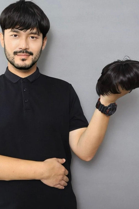 Men Short Straight Synthetic Hair Topper - Labelle Boutique Hair