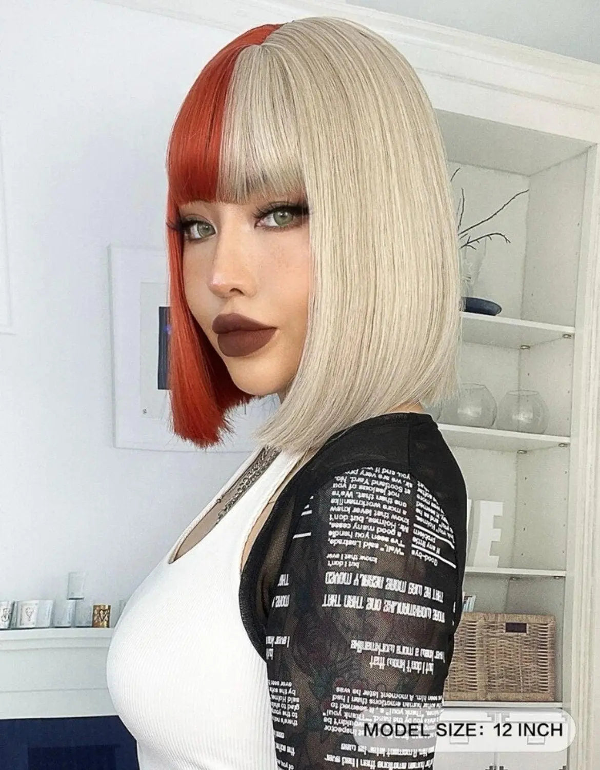 Two Tone Bob Short Straight Synthetic Wig With Bangs - Labelle Boutique Hair