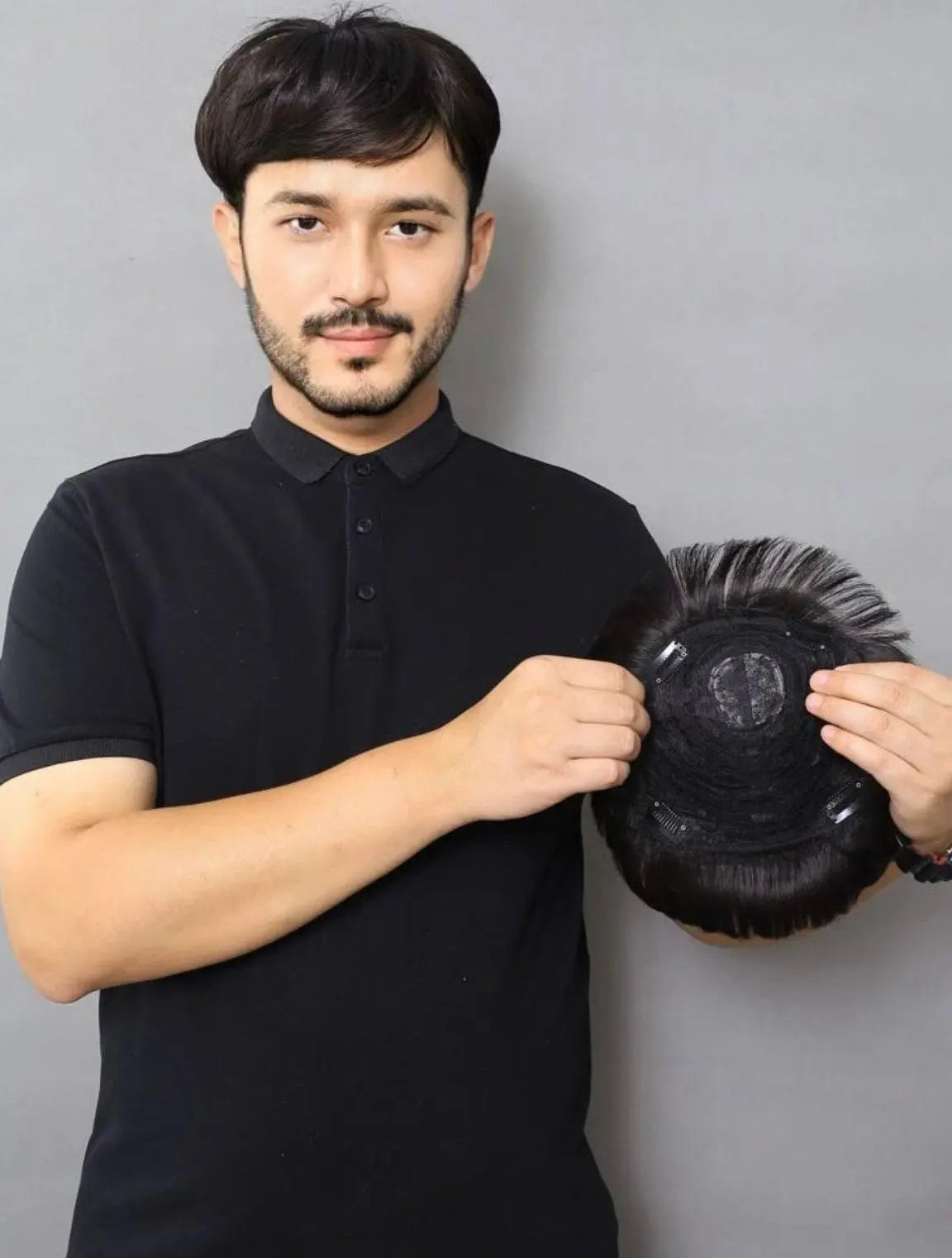 Men Short Straight Synthetic Hair Topper - Labelle Boutique Hair