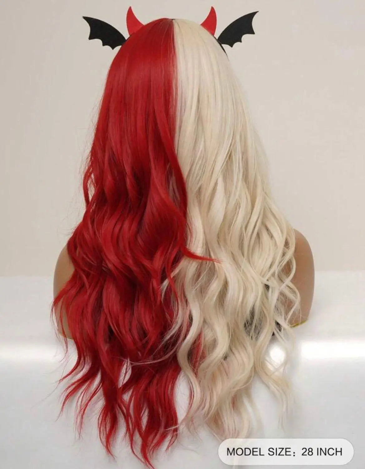 Halloween Wig with Bangs Red Gold Long Curly Hair Wavy Wig Synthetic Wig Cosplay - Labelle Boutique Hair