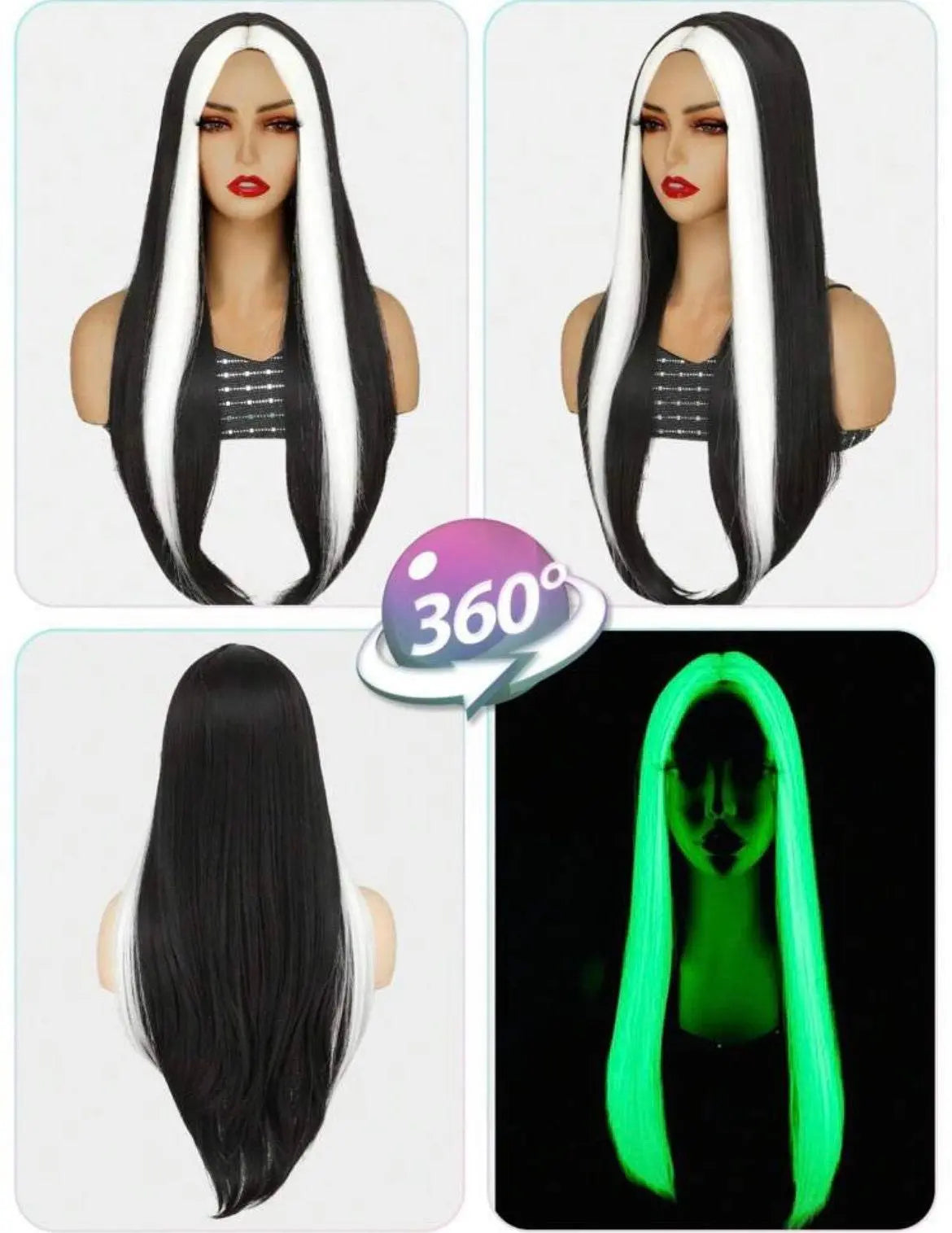 Wig White Black Colorful Hair Wig Halloween Hair Wigs Looking Natural Synthetic Hair Wig For Women Party Cosplay Wigs - Labelle Boutique Hair