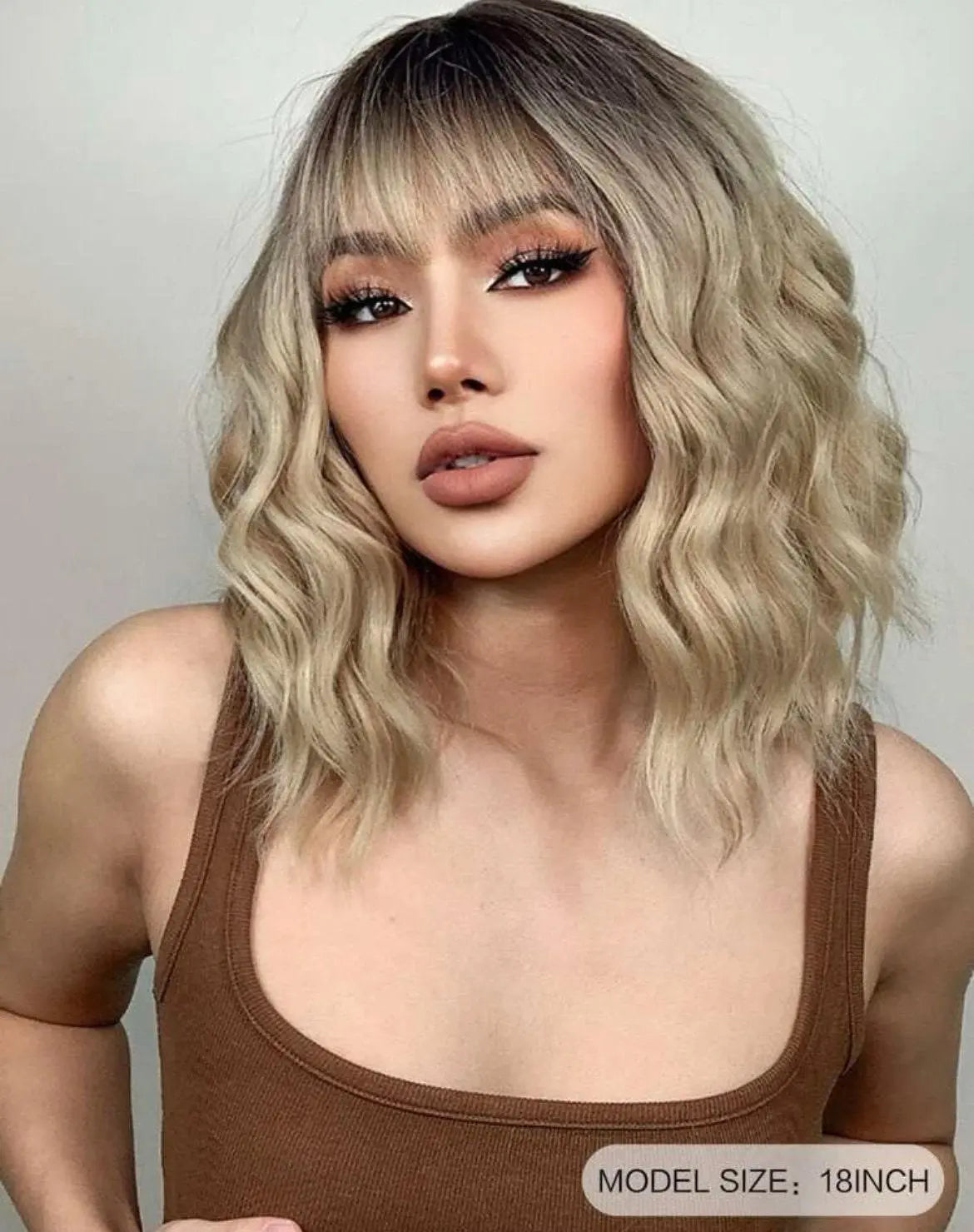 HAIRCUBE Multi-Color Short Wavy Wigs with Bangs Natural Looking Synthetic Wig - Labelle Boutique Hair