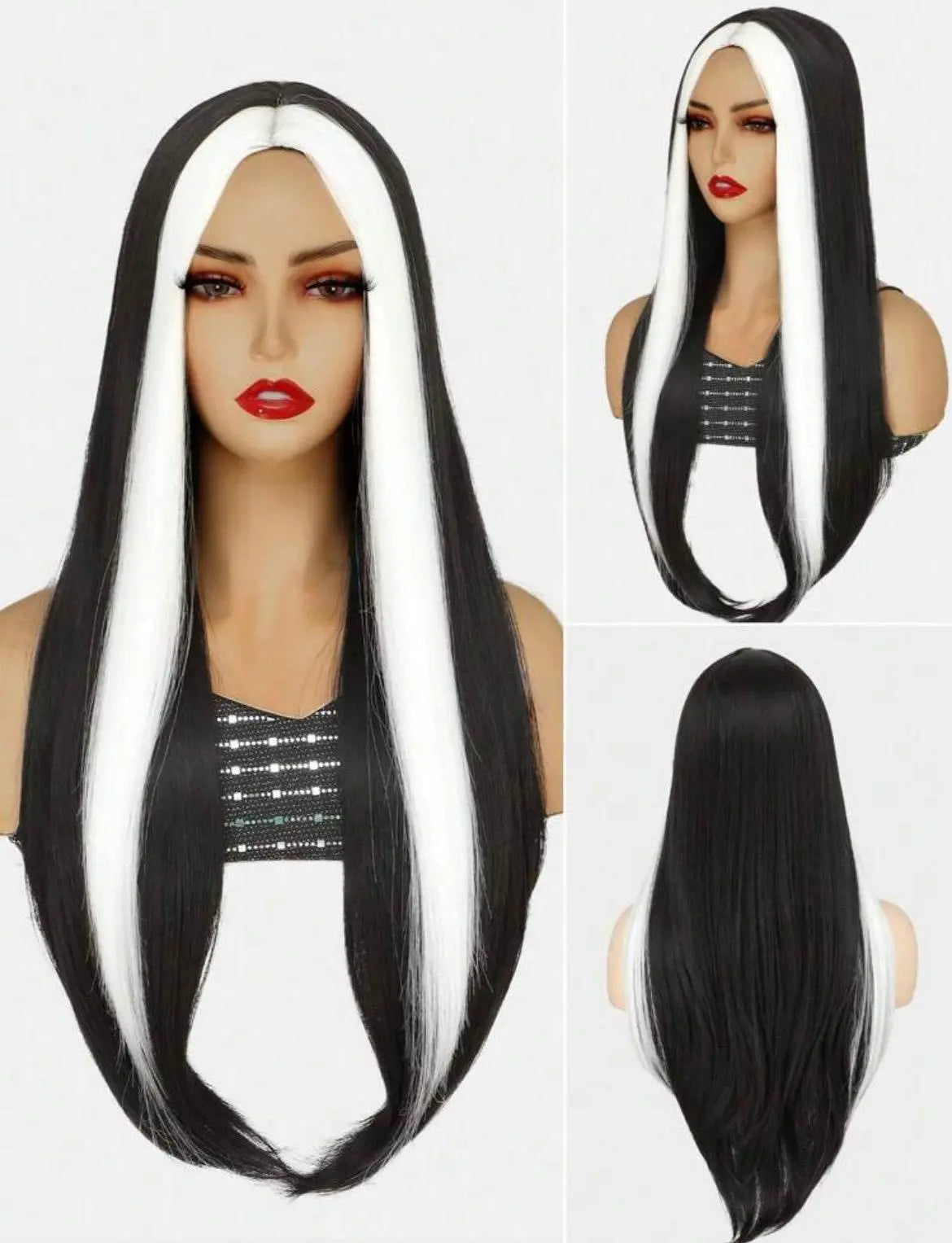 Wig White Black Colorful Hair Wig Halloween Hair Wigs Looking Natural Synthetic Hair Wig For Women Party Cosplay Wigs - Labelle Boutique Hair